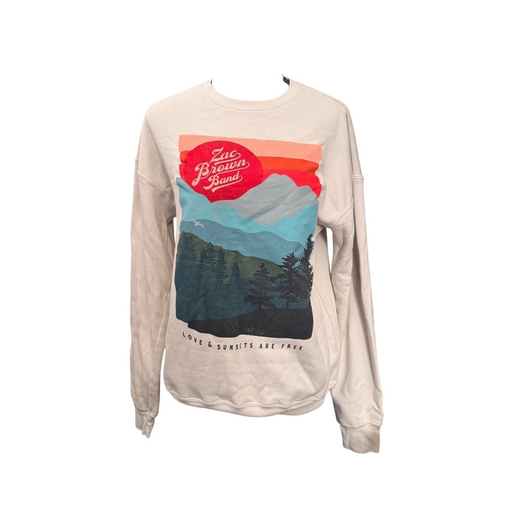 Zac Brown Band Love‎ & Sunsets Are Free Graphic Print Beige Sweatshirt